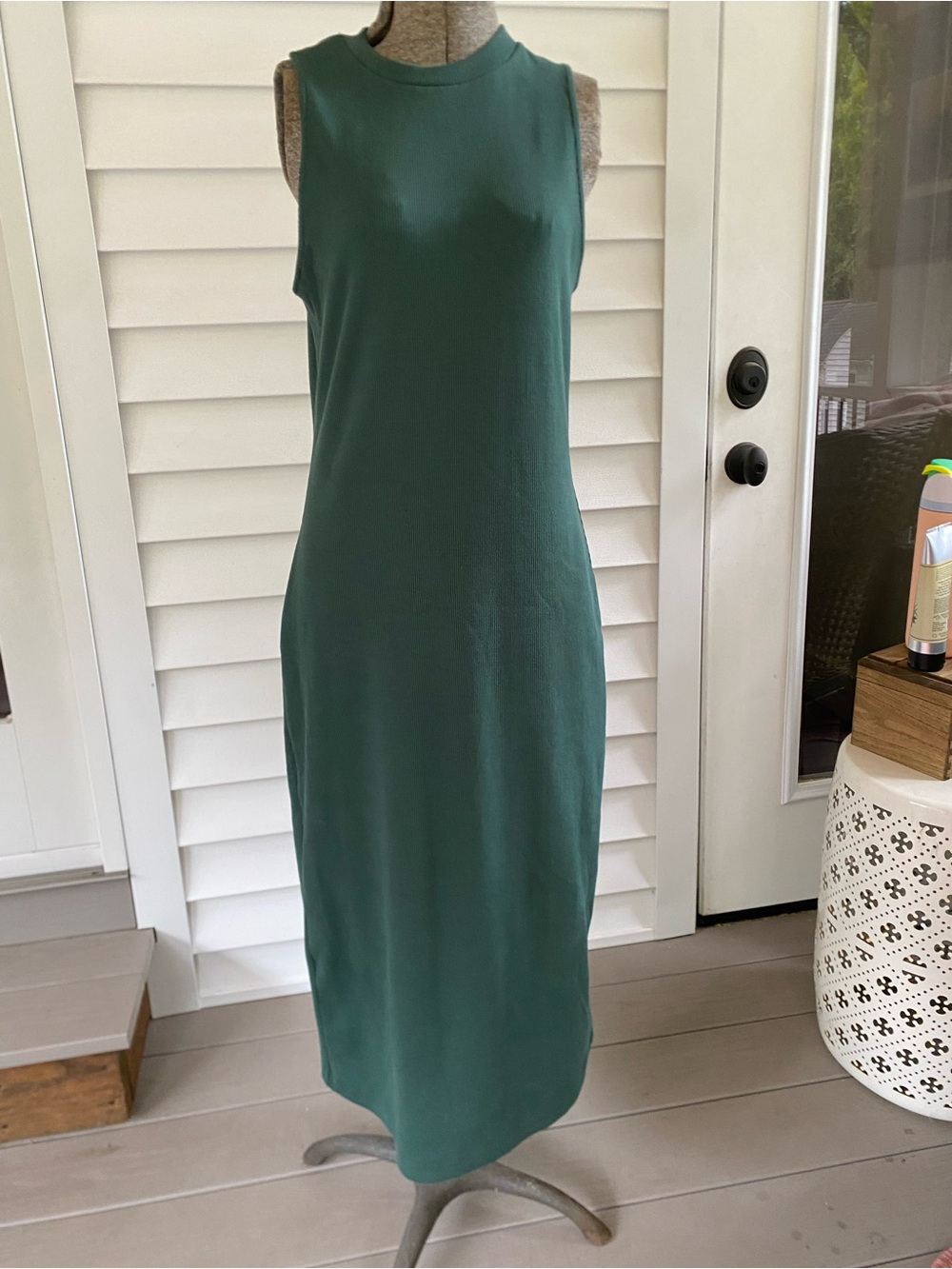 Boden Sleeveless Teal Midi Dress with High Neckline